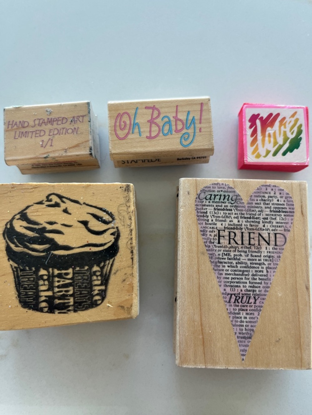Wooden Rubber Stamp Lot - Mixed Designs and Sweet Sayings - Picture 6 of 8